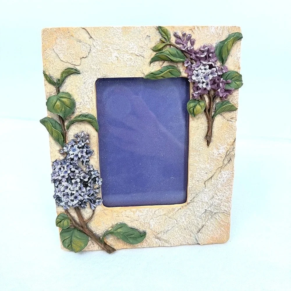 Picture Frame 3D Raised Lilac Flower Floral Stone Texture Cottagecore Decor